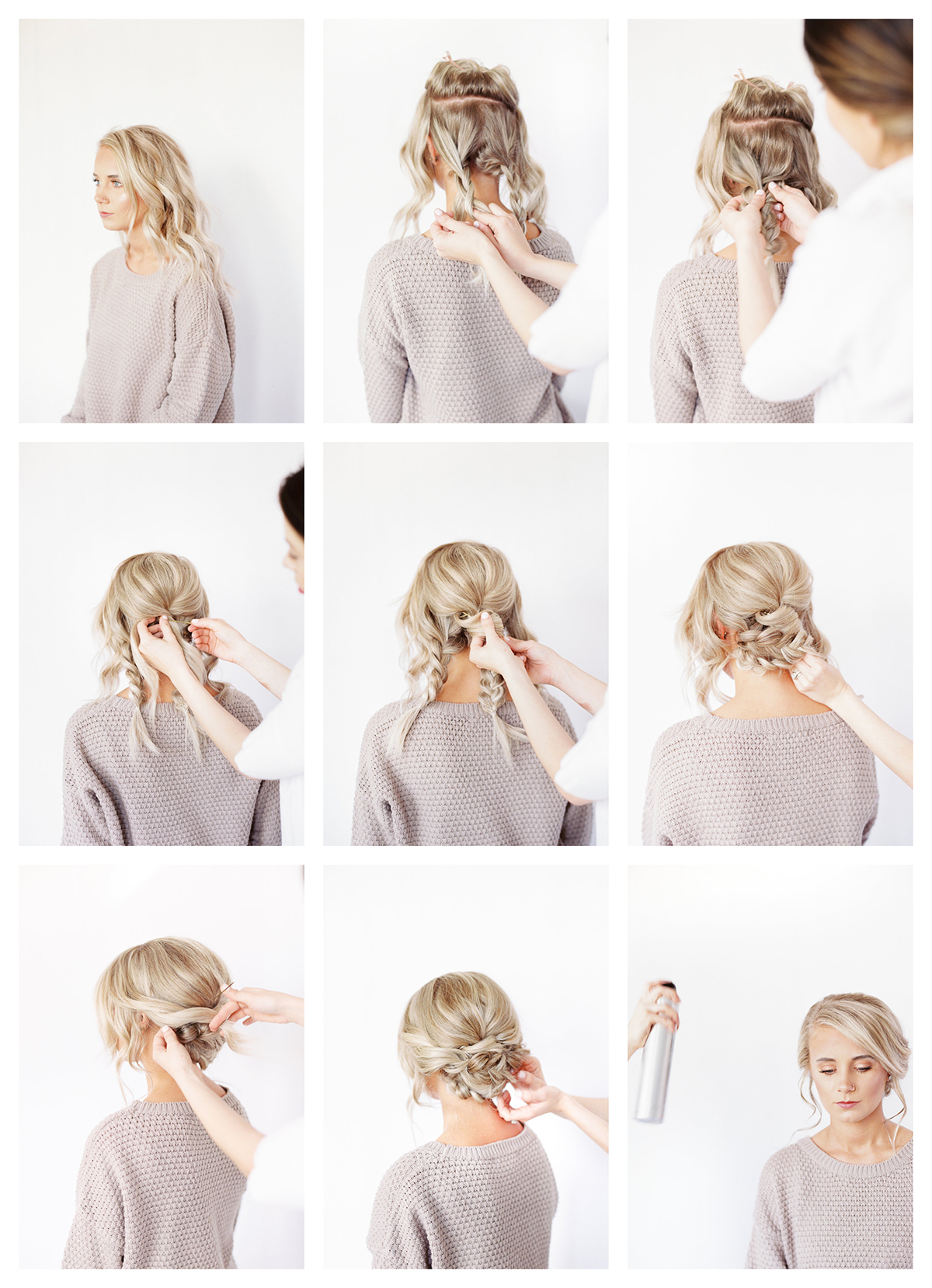 romantic braided updo wedding bridal hairstyle tutorial DIY // braid elegant hair www.hannahforsberg.co-atlanta-wedding-photographer-hair-makeup-tutorial-diy-romantic-updo-collage.jpg