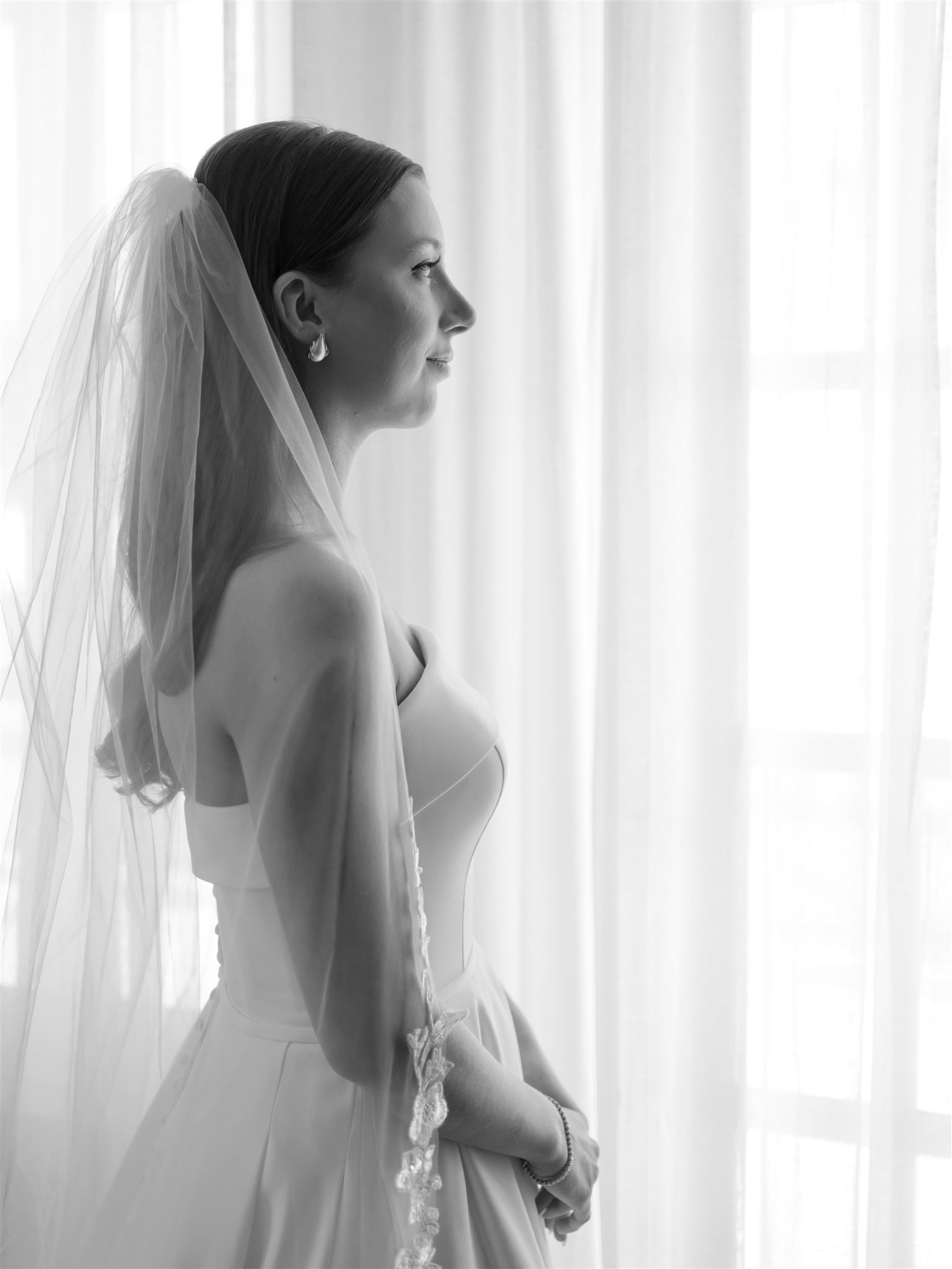 bridal portrait with lace veil atlanta wedding photography