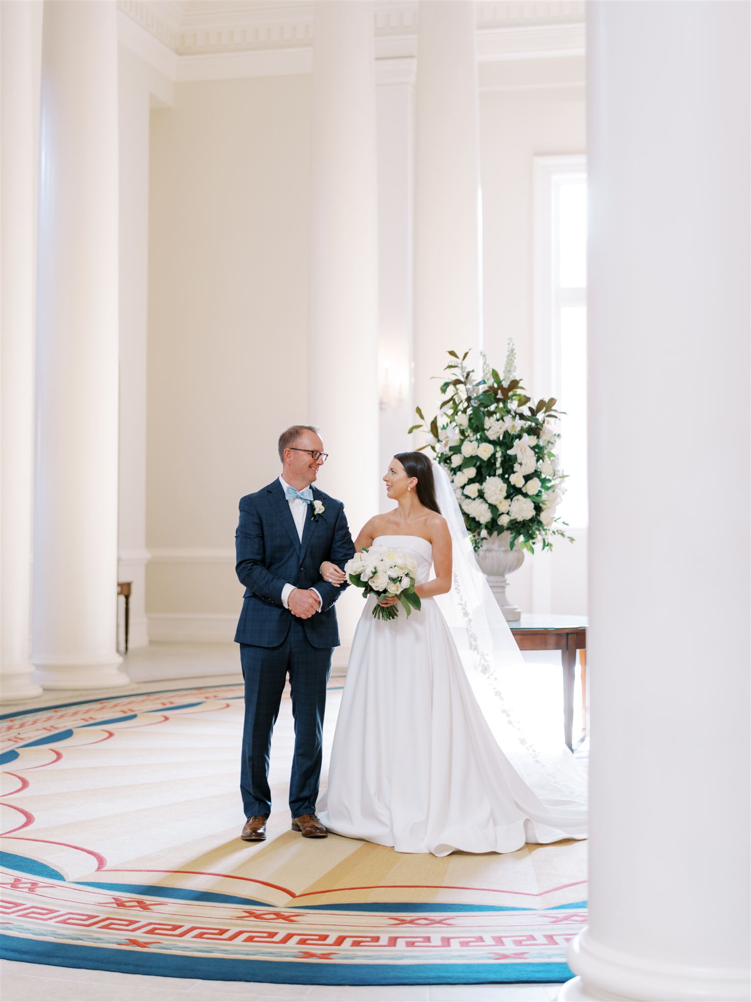 father of bride and daughter reveal portrait at peachtree church atlanta wedding photographer hannah forsberg