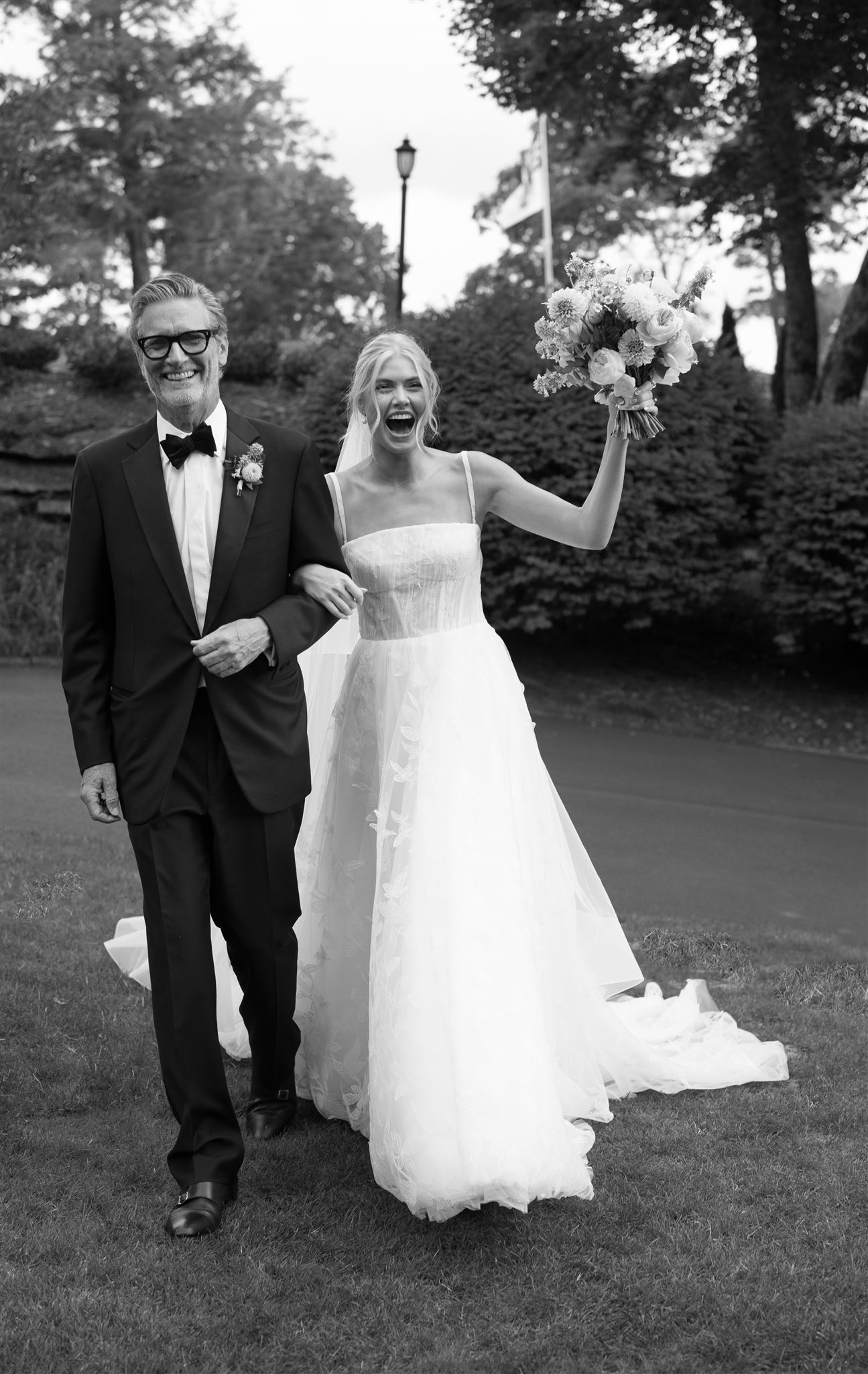 Father walking bride down the aisle Highlands North Carolina Country Club Wedding 