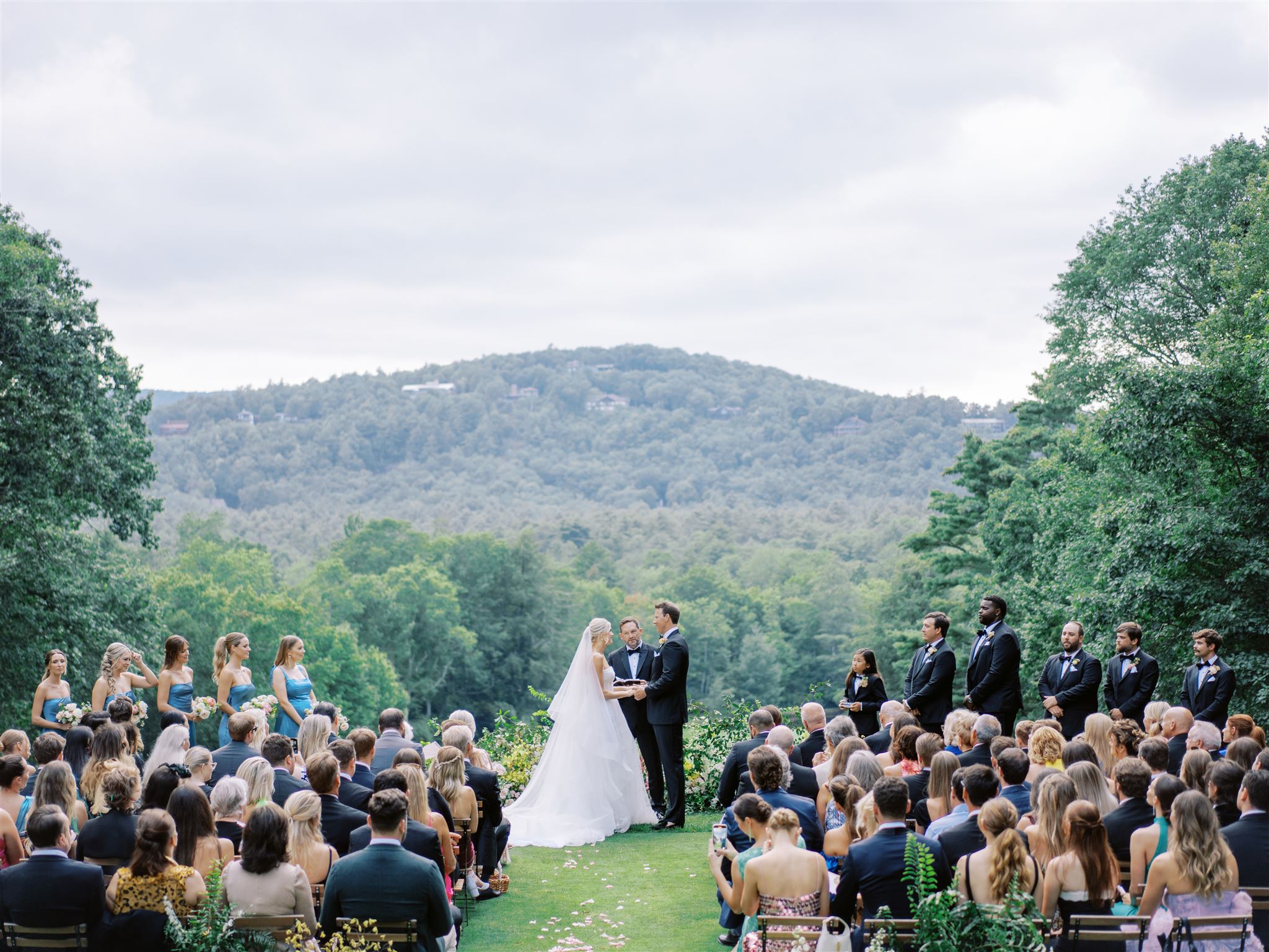Highlands North Carolina Country Club Wedding Colorful Summer Ceremony Mountains