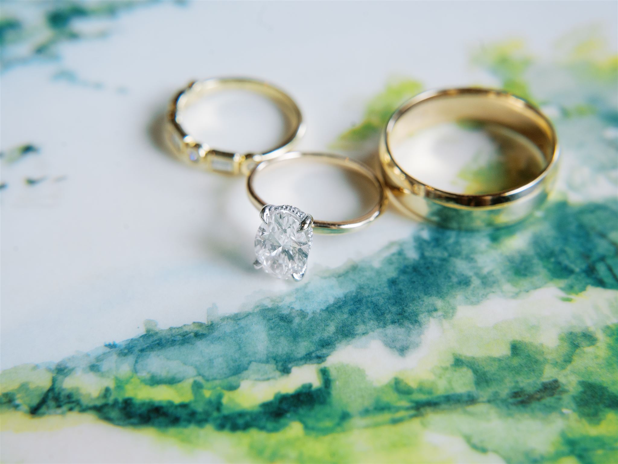 Highlands North Carolina Country Club Wedding Watercolor Ring photo